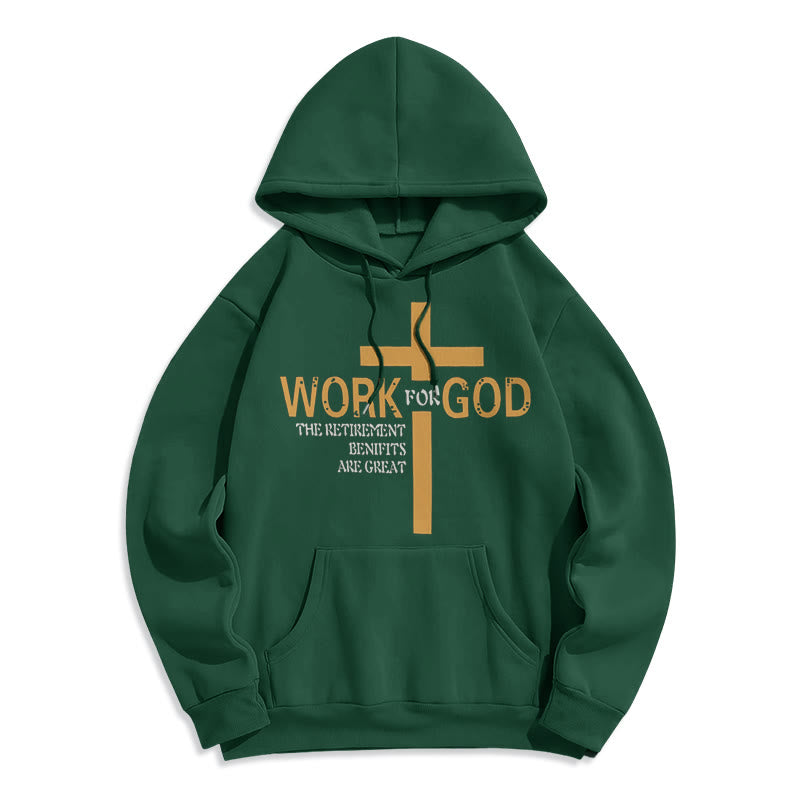 Christiandiscipleshop Classic Style Cross Work For God Fleece Lined Polyester Hoodie