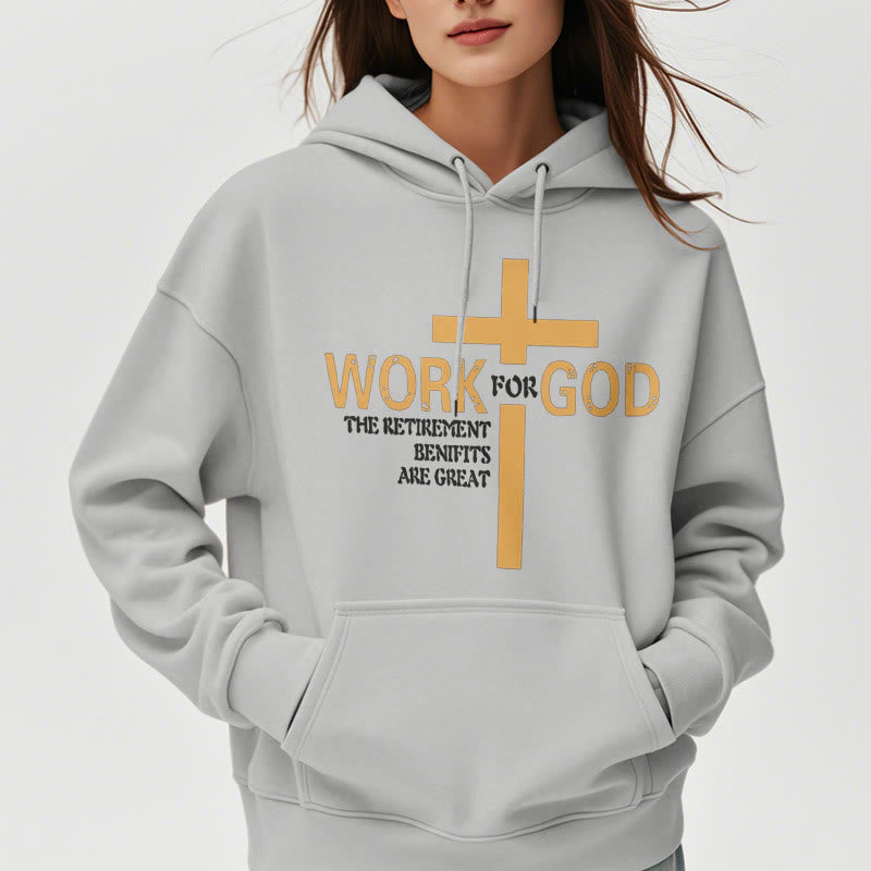 Christiandiscipleshop Classic Style Cross Work For God Fleece Lined Polyester Hoodie