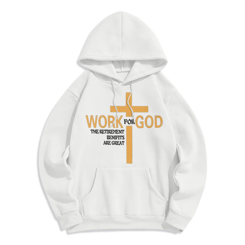 Christiandiscipleshop Classic Style Cross Work For God Fleece Lined Polyester Hoodie