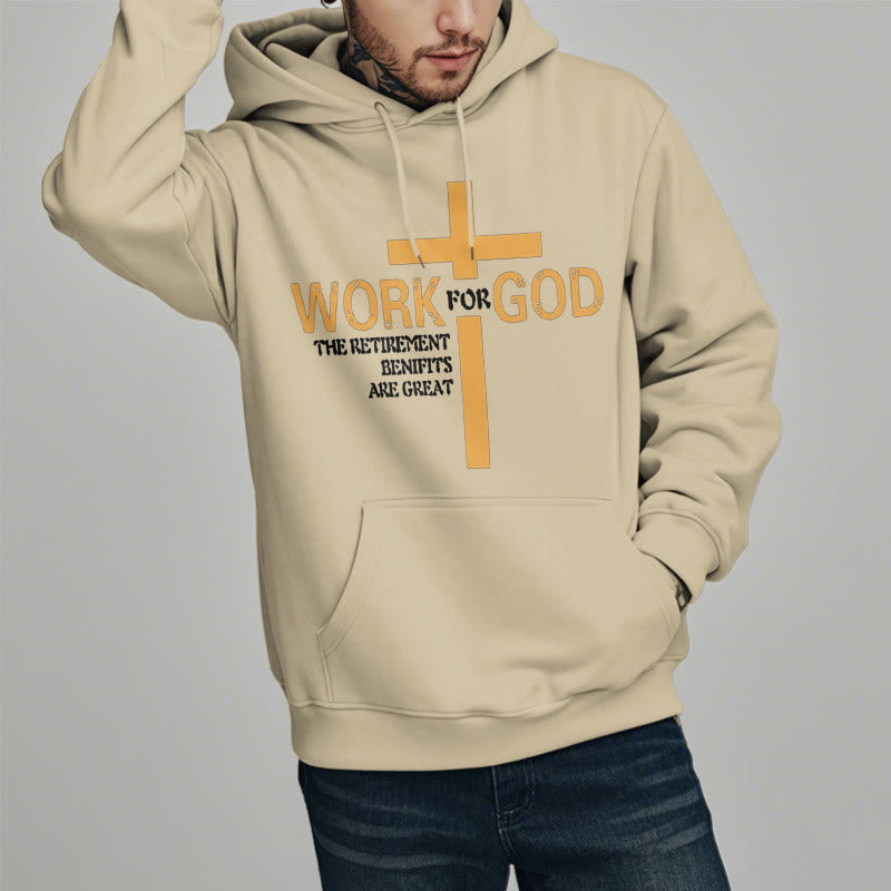 Christiandiscipleshop Classic Style Cross Work For God Fleece Lined Polyester Hoodie
