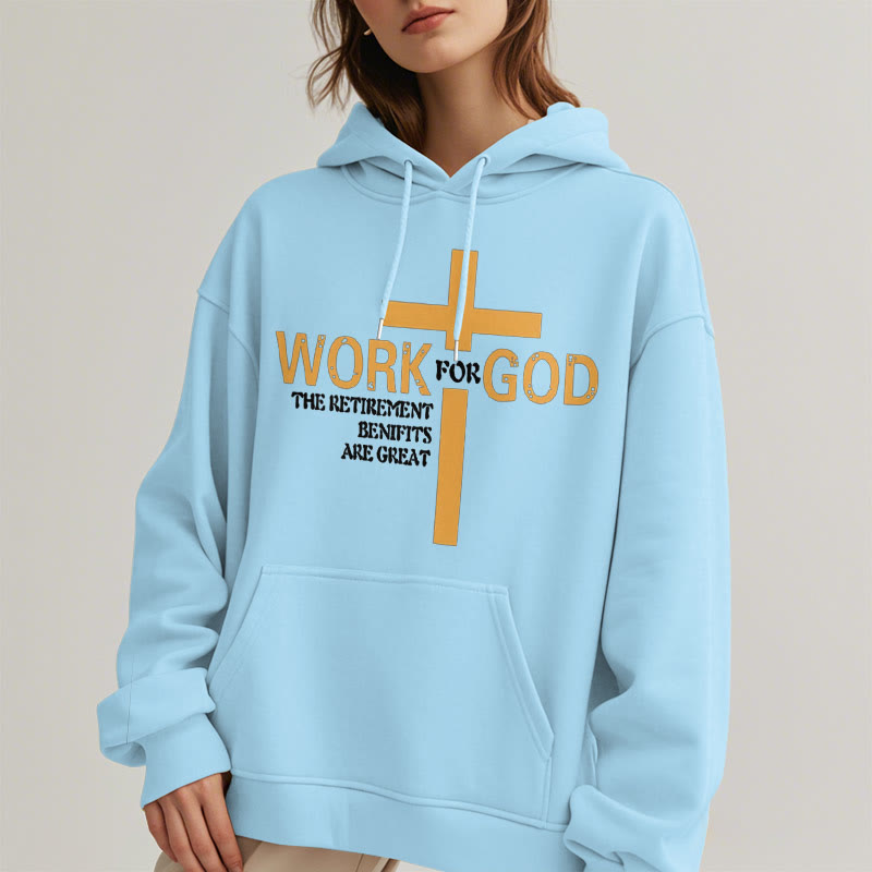Christiandiscipleshop Classic Style Cross Work For God Fleece Lined Polyester Hoodie