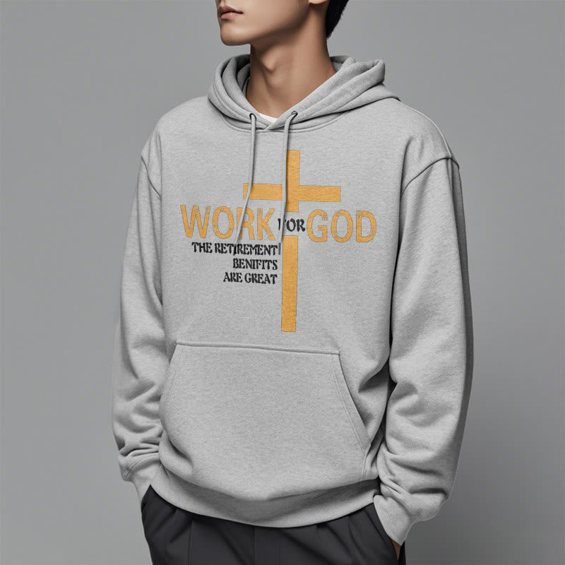 Christiandiscipleshop Classic Style Cross Work For God Fleece Lined Polyester Hoodie