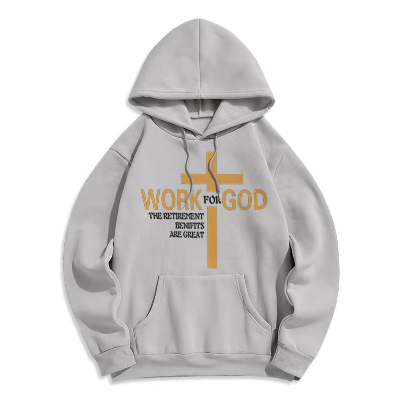Christiandiscipleshop Classic Style Cross Work For God Fleece Lined Polyester Hoodie