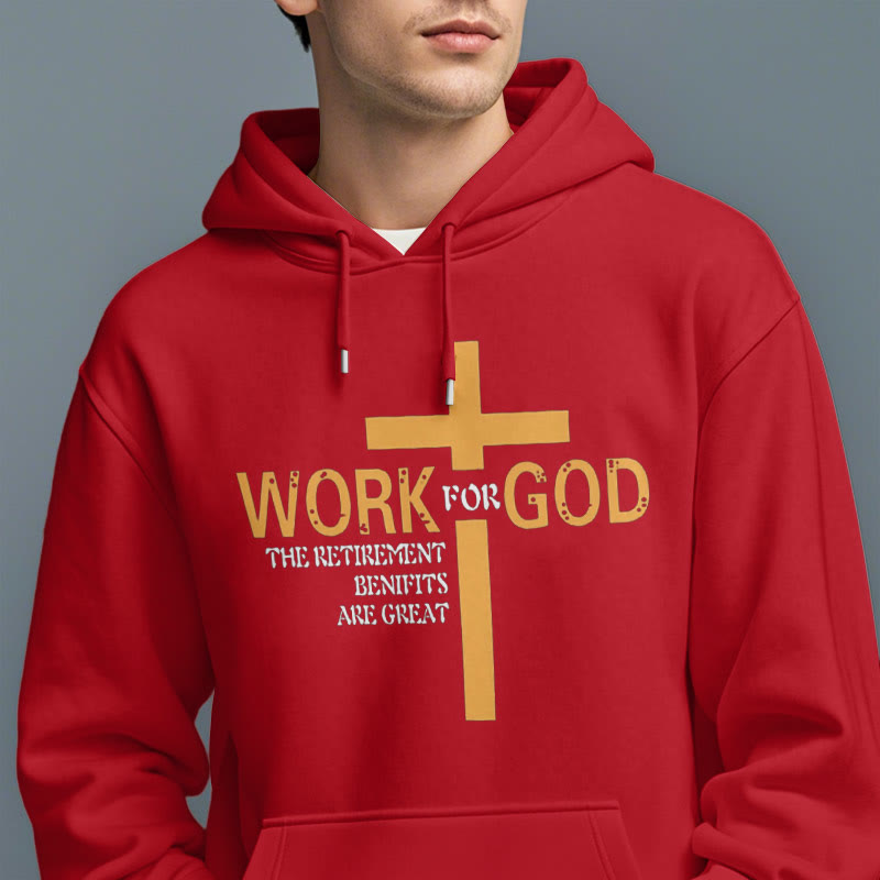 Christiandiscipleshop Classic Style Cross Work For God Fleece Lined Polyester Hoodie