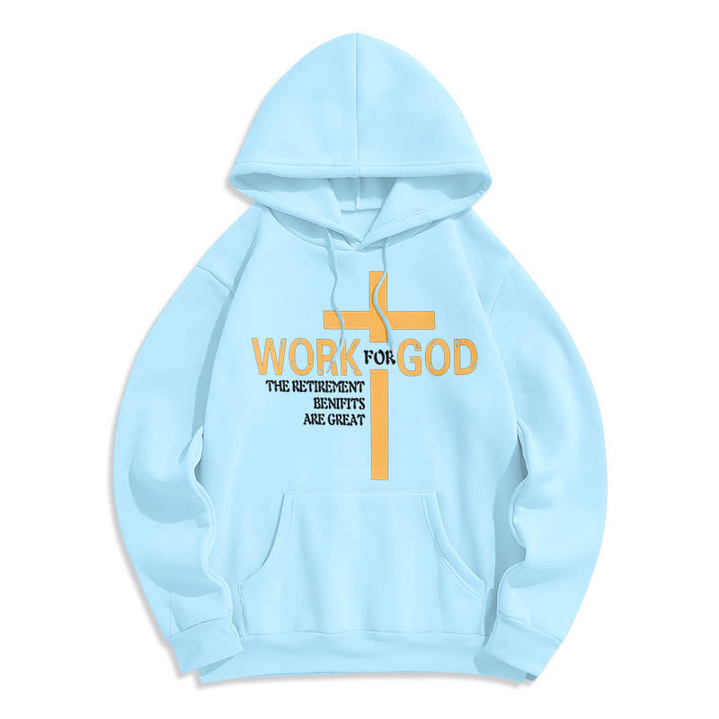 Christiandiscipleshop Classic Style Cross Work For God Fleece Lined Polyester Hoodie