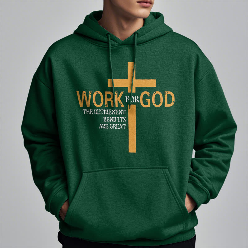 Christiandiscipleshop Classic Style Cross Work For God Fleece Lined Polyester Hoodie