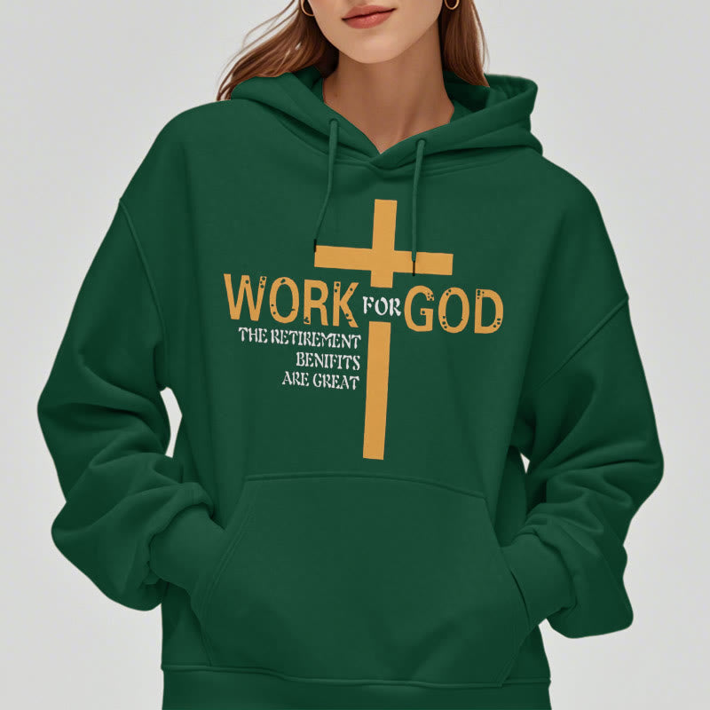 Christiandiscipleshop Classic Style Cross Work For God Fleece Lined Polyester Hoodie