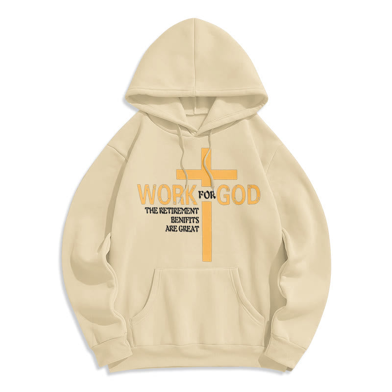 Christiandiscipleshop Classic Style Cross Work For God Fleece Lined Polyester Hoodie