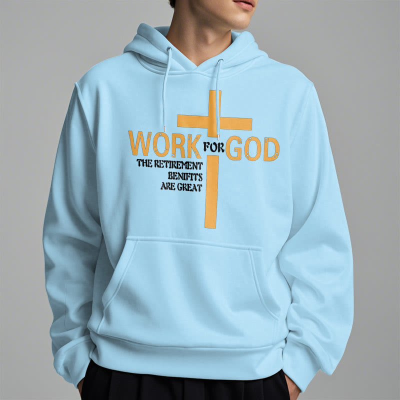Christiandiscipleshop Classic Style Cross Work For God Fleece Lined Polyester Hoodie