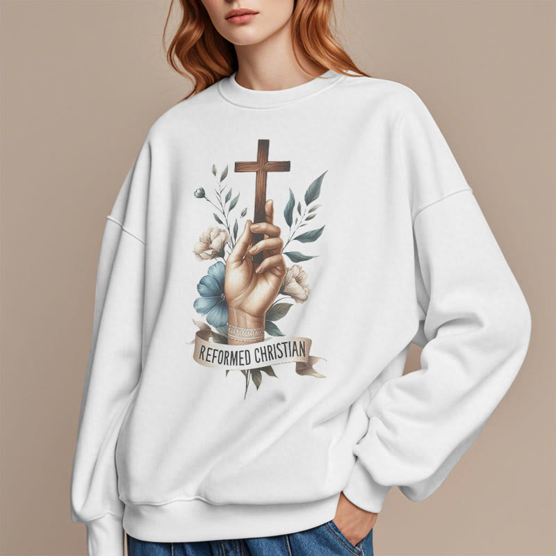 Christianartworkshop Klassisches, farbiges Sweatshirt im reformierten christlichen Glaubensstil mit Fleecefutter aus Polyester