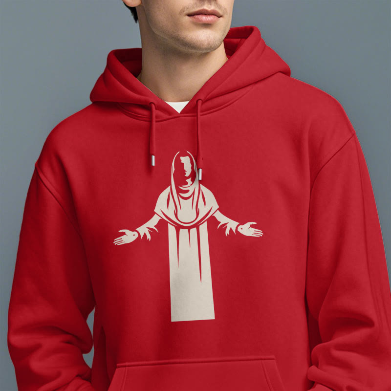 Christiandiscipleshop Classic Style Saint Figure Hands Open Praying Fleece Lined Polyester Hoodie