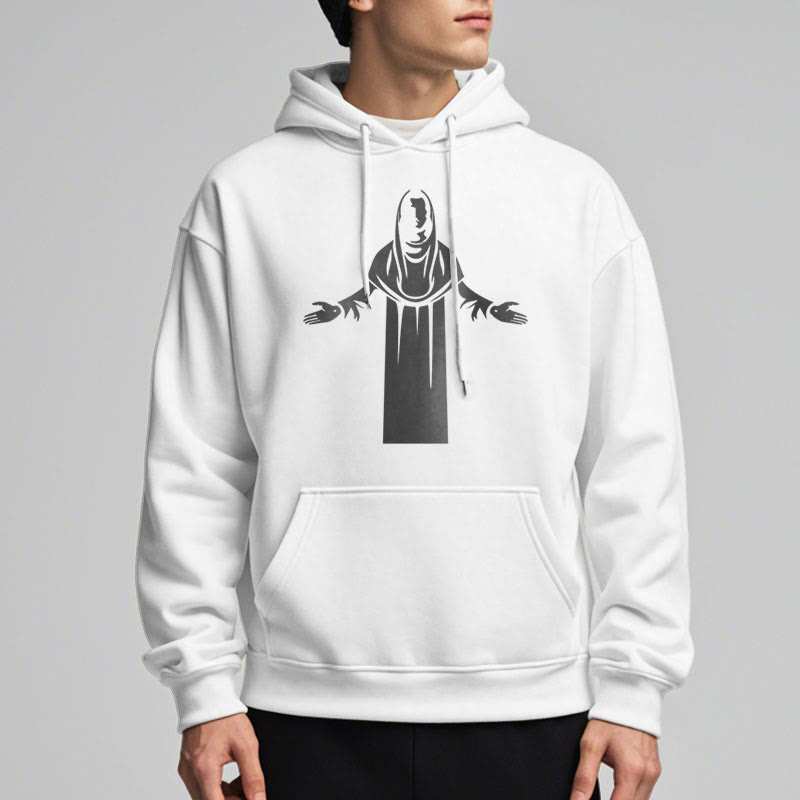 Christiandiscipleshop Classic Style Saint Figure Hands Open Praying Fleece Lined Polyester Hoodie