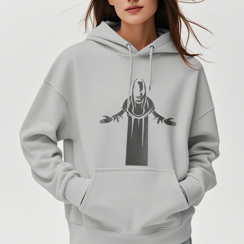 Christiandiscipleshop Classic Style Saint Figure Hands Open Praying Fleece Lined Polyester Hoodie