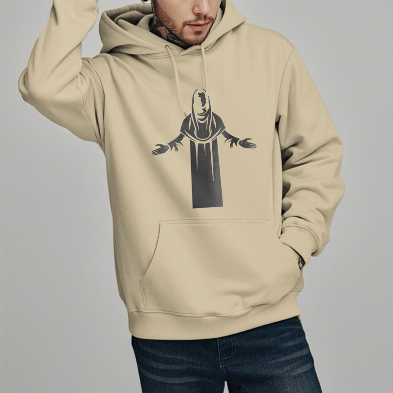Christiandiscipleshop Klassischer Hoodie mit Heiligenfigur, betenden Händen, Fleece-Futter aus Polyester
