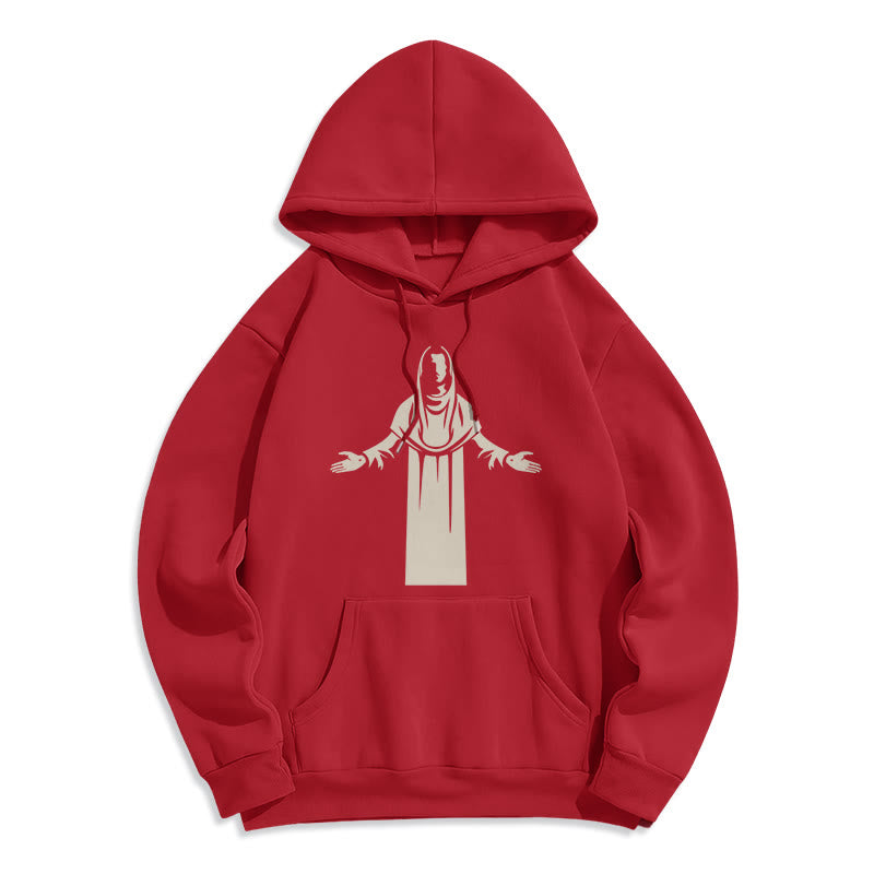 Christiandiscipleshop Classic Style Saint Figure Hands Open Praying Fleece Lined Polyester Hoodie
