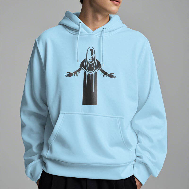 Christiandiscipleshop Classic Style Saint Figure Hands Open Praying Fleece Lined Polyester Hoodie