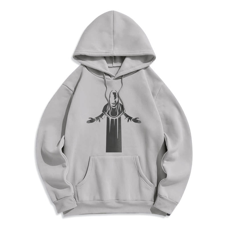 Christiandiscipleshop Classic Style Saint Figure Hands Open Praying Fleece Lined Polyester Hoodie