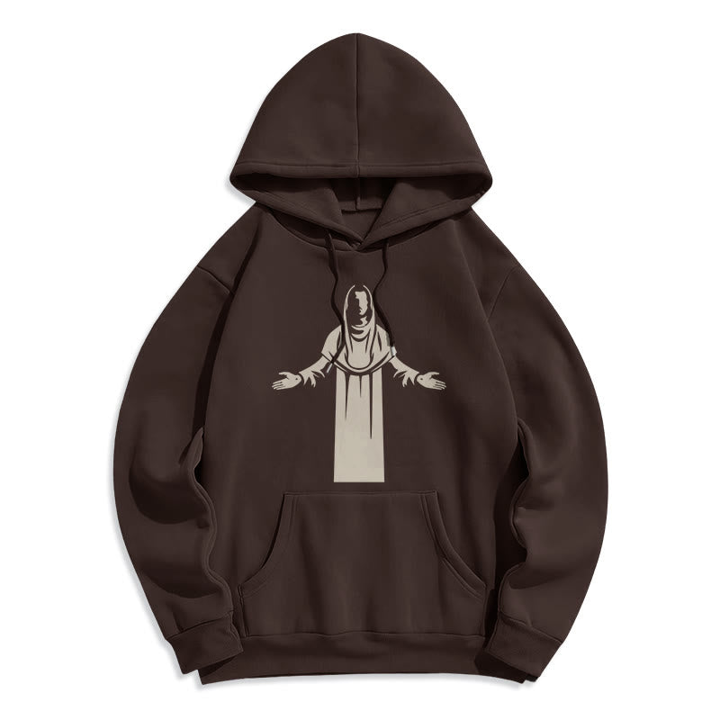 Christiandiscipleshop Classic Style Saint Figure Hands Open Praying Fleece Lined Polyester Hoodie