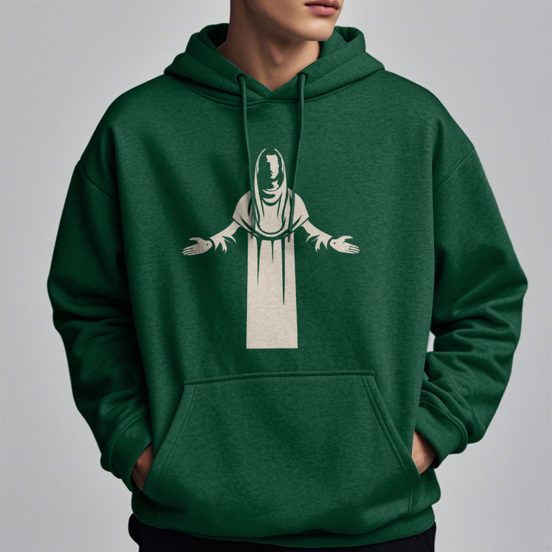 Christiandiscipleshop Classic Style Saint Figure Hands Open Praying Fleece Lined Polyester Hoodie