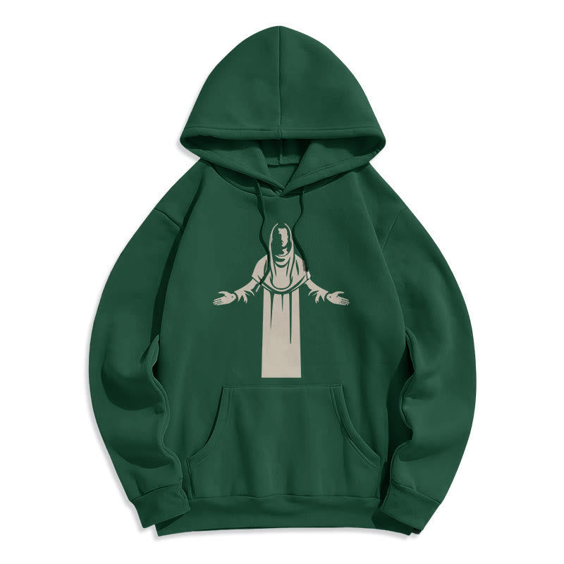 Christiandiscipleshop Classic Style Saint Figure Hands Open Praying Fleece Lined Polyester Hoodie