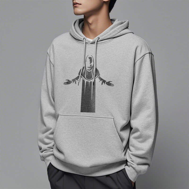 Christiandiscipleshop Klassischer Hoodie mit Heiligenfigur, betenden Händen, Fleece-Futter aus Polyester