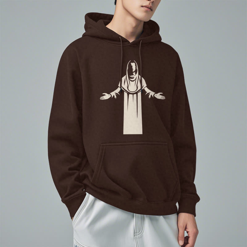 Christiandiscipleshop Classic Style Saint Figure Hands Open Praying Fleece Lined Polyester Hoodie