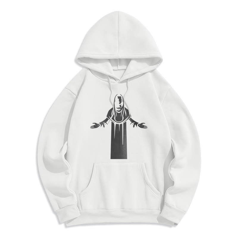 Christiandiscipleshop Classic Style Saint Figure Hands Open Praying Fleece Lined Polyester Hoodie