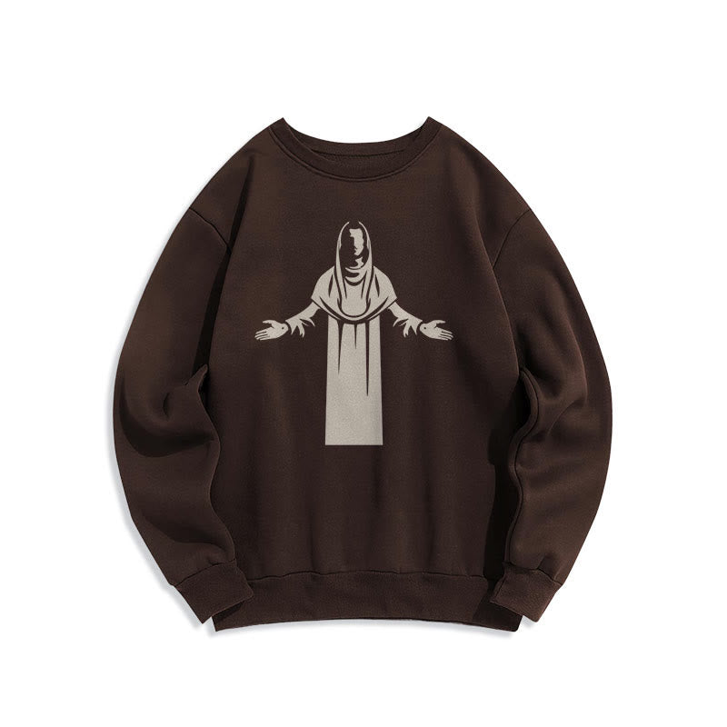 Christiandiscipleshop Classic Style Saint Figure Hands Open Praying Fleece Lined Polyester Sweatshirt