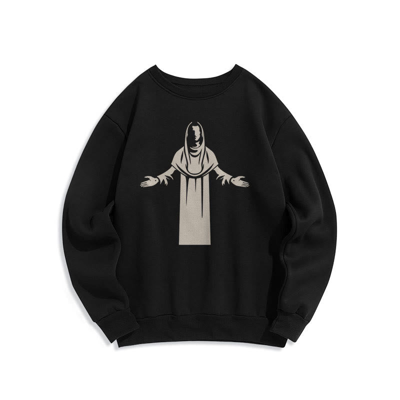 Christiandiscipleshop Classic Style Saint Figure Hands Open Praying Fleece Lined Polyester Sweatshirt