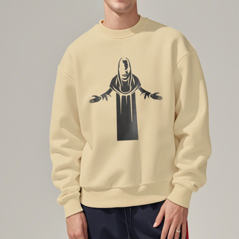 Christiandiscipleshop Classic Style Saint Figure Hands Open Praying Fleece Lined Polyester Sweatshirt