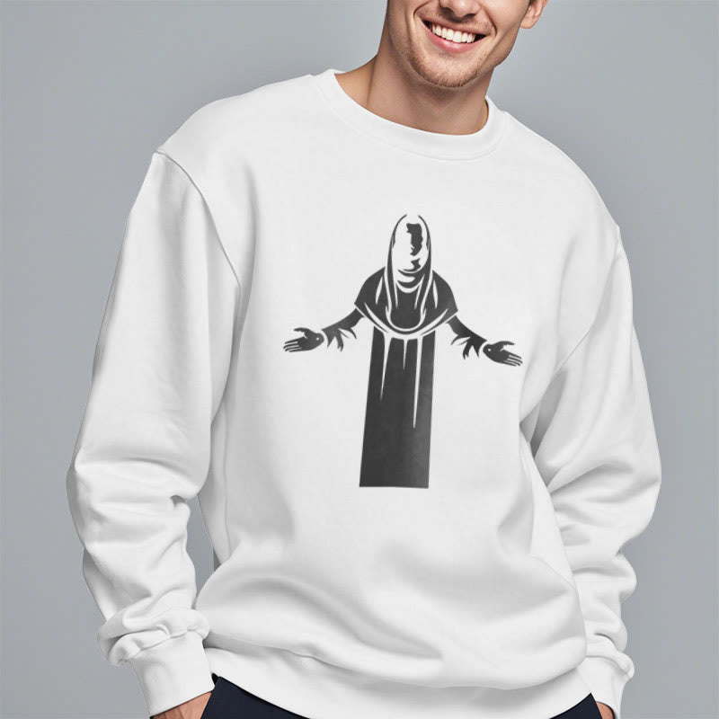 Christiandiscipleshop Classic Style Saint Figure Hands Open Praying Fleece Lined Polyester Sweatshirt