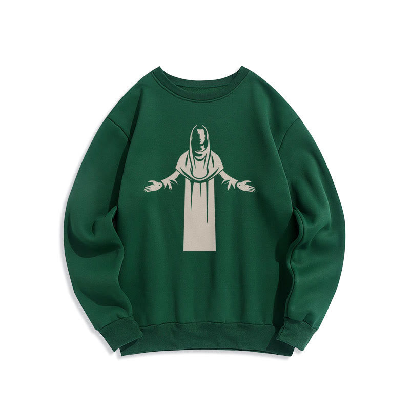 Christiandiscipleshop Classic Style Saint Figure Hands Open Praying Fleece Lined Polyester Sweatshirt