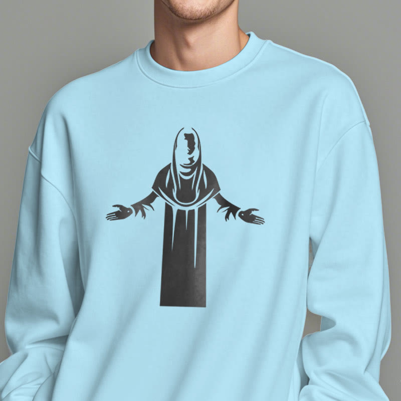 Christiandiscipleshop Classic Style Saint Figure Hands Open Praying Fleece Lined Polyester Sweatshirt