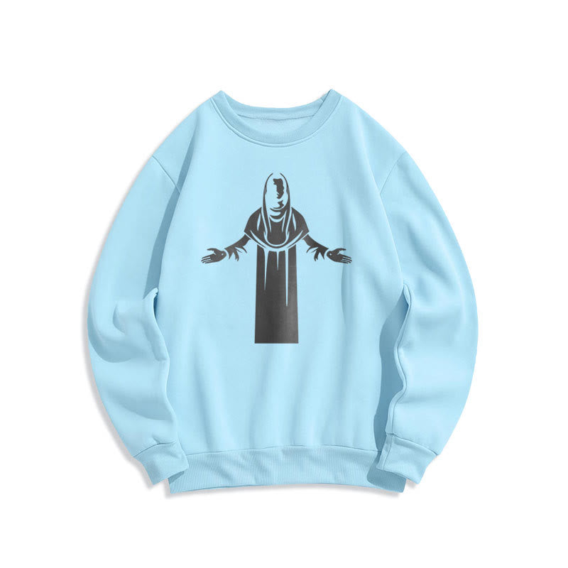 Christiandiscipleshop Classic Style Saint Figure Hands Open Praying Fleece Lined Polyester Sweatshirt