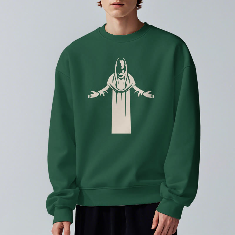 Christiandiscipleshop Classic Style Saint Figure Hands Open Praying Fleece Lined Polyester Sweatshirt