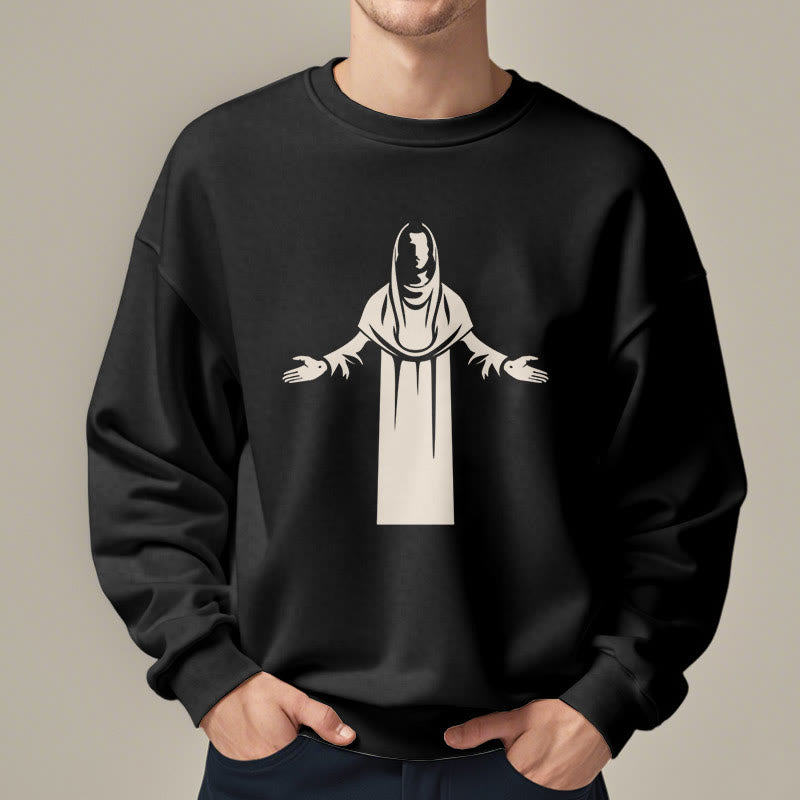 Christiandiscipleshop Classic Style Saint Figure Hands Open Praying Fleece Lined Polyester Sweatshirt