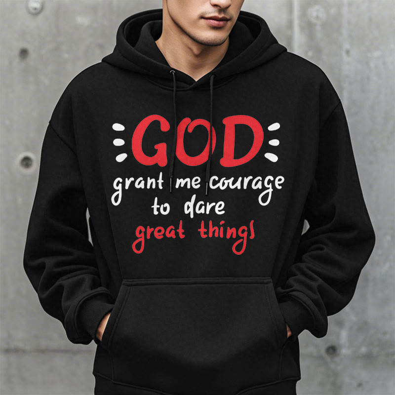 christiandiscipleshop Modern Style God Grant Me Courage Fleece Lined Polyester Hoodie