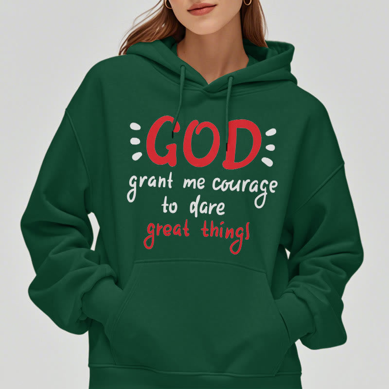 christiandiscipleshop Modern Style God Grant Me Courage Fleece Lined Polyester Hoodie