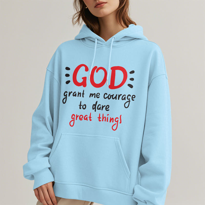 christiandiscipleshop Modern Style God Grant Me Courage Fleece Lined Polyester Hoodie