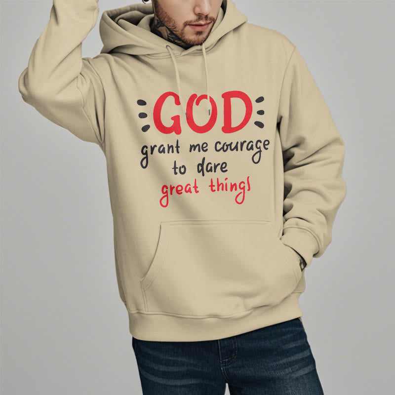 christiandiscipleshop Modern Style God Grant Me Courage Fleece Lined Polyester Hoodie