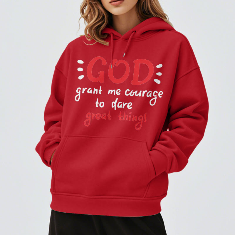 christiandiscipleshop Modern Style God Grant Me Courage Fleece Lined Polyester Hoodie