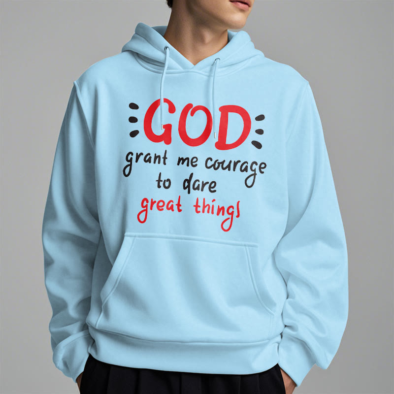 christiandiscipleshop Modern Style God Grant Me Courage Fleece Lined Polyester Hoodie