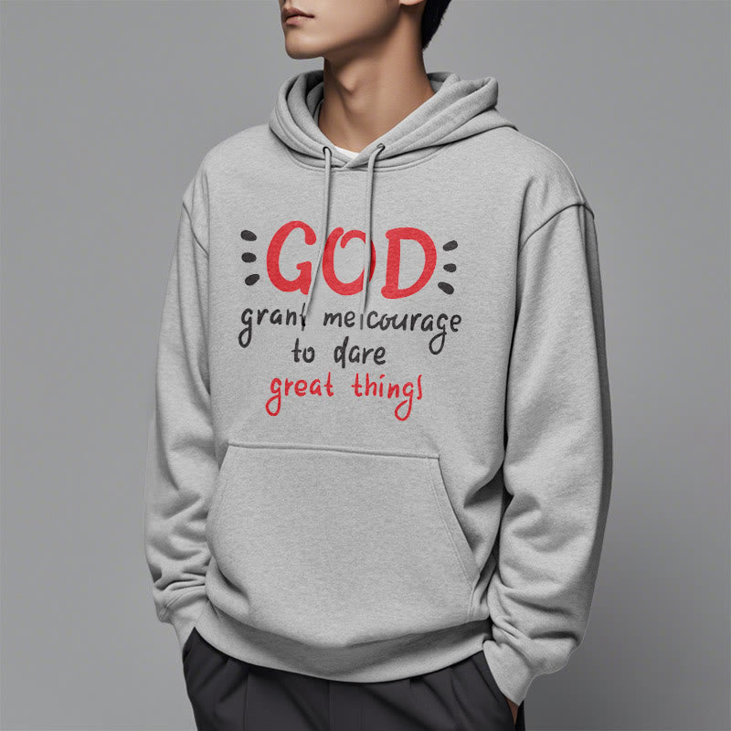 christiandiscipleshop Modern Style God Grant Me Courage Fleece Lined Polyester Hoodie