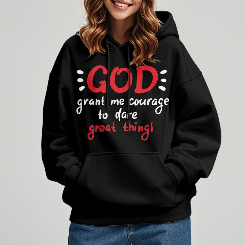 christiandiscipleshop Modern Style God Grant Me Courage Fleece Lined Polyester Hoodie
