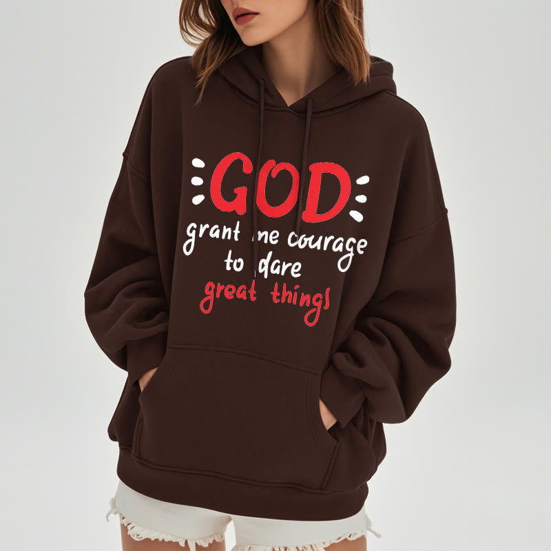 christiandiscipleshop Modern Style God Grant Me Courage Fleece Lined Polyester Hoodie