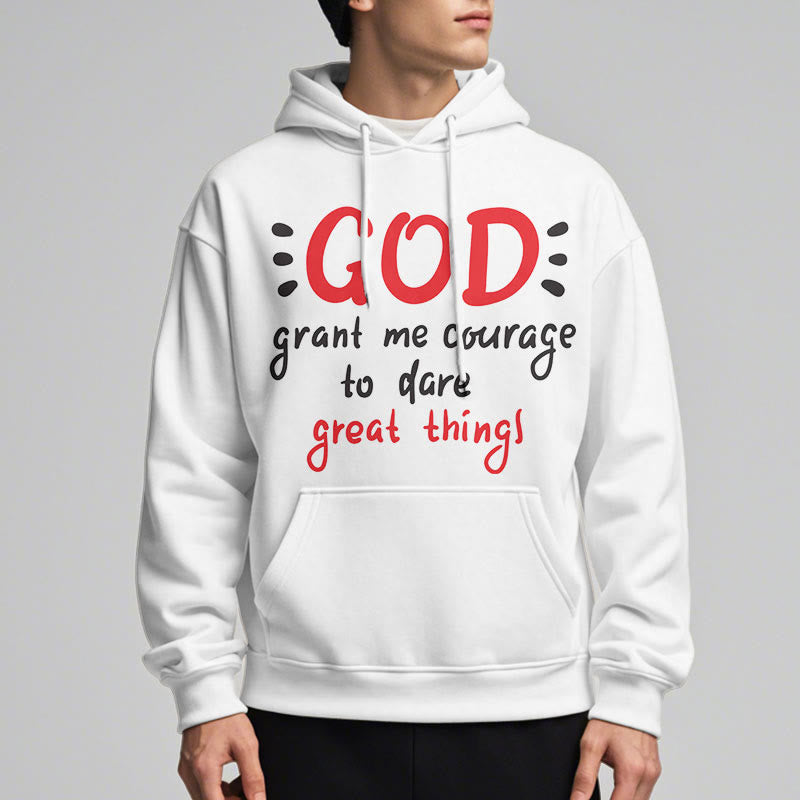 christiandiscipleshop Modern Style God Grant Me Courage Fleece Lined Polyester Hoodie