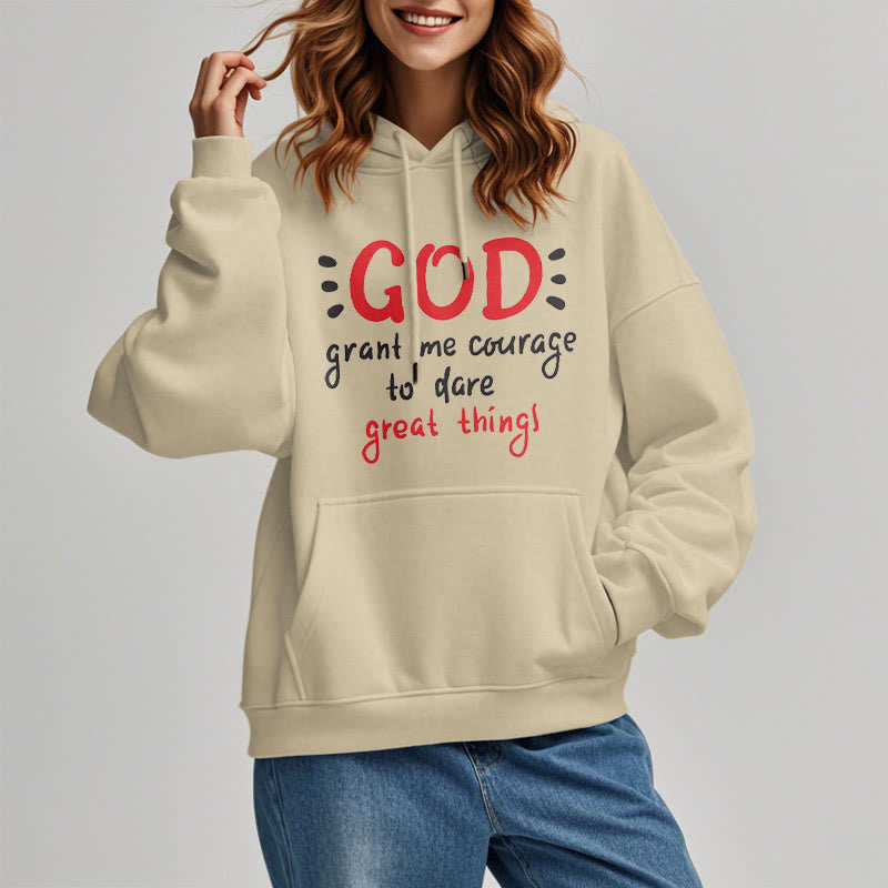 christiandiscipleshop Modern Style God Grant Me Courage Fleece Lined Polyester Hoodie