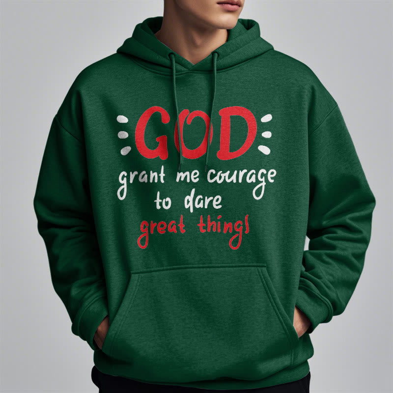 christiandiscipleshop Modern Style God Grant Me Courage Fleece Lined Polyester Hoodie
