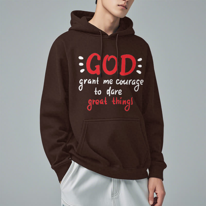 christiandiscipleshop Modern Style God Grant Me Courage Fleece Lined Polyester Hoodie