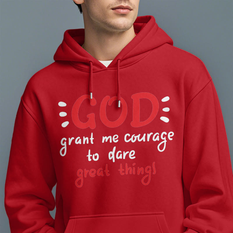 christiandiscipleshop Modern Style God Grant Me Courage Fleece Lined Polyester Hoodie